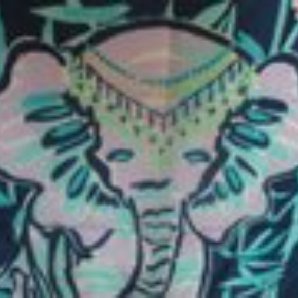 *Lilly Pulitzer Elephant Motif Teal Navy Gray - Picture 2 of 7